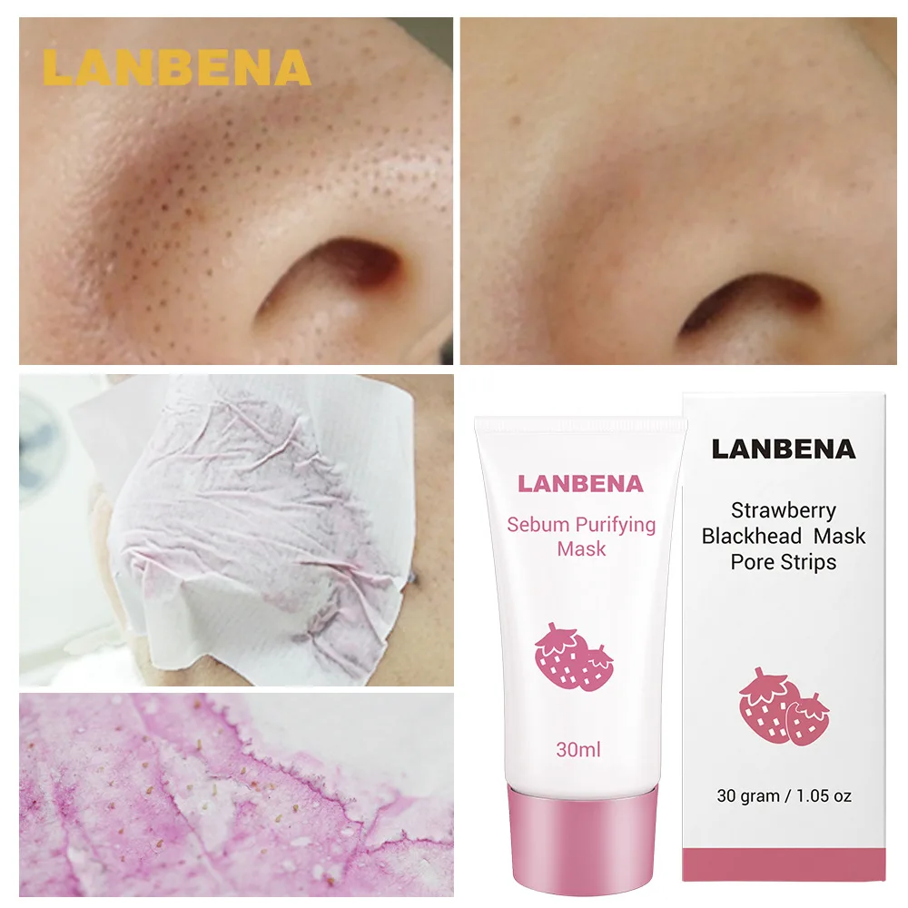 Маска LANBENA с клубничной угрей полоски для пор маска лица бумага глубокой очистки