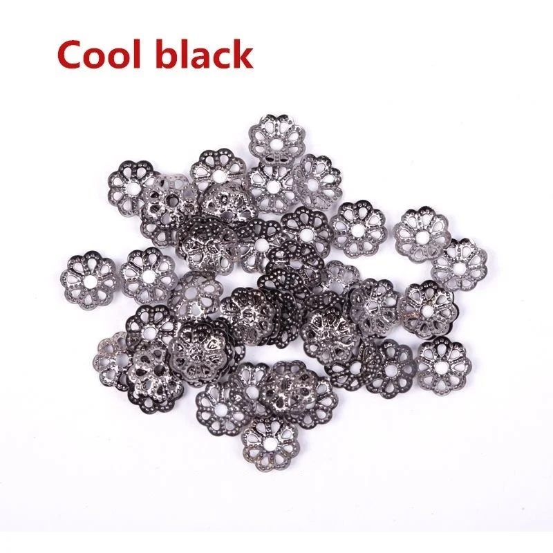 Cool black 6mm 500 шт./лот, серебряное золото, 6 мм металлическая филигрань, цветок, сделай сам, бусины, концевые колпачки, фурнитура для изготовления ювелирных изделий - Цвет: Cool black 6mm