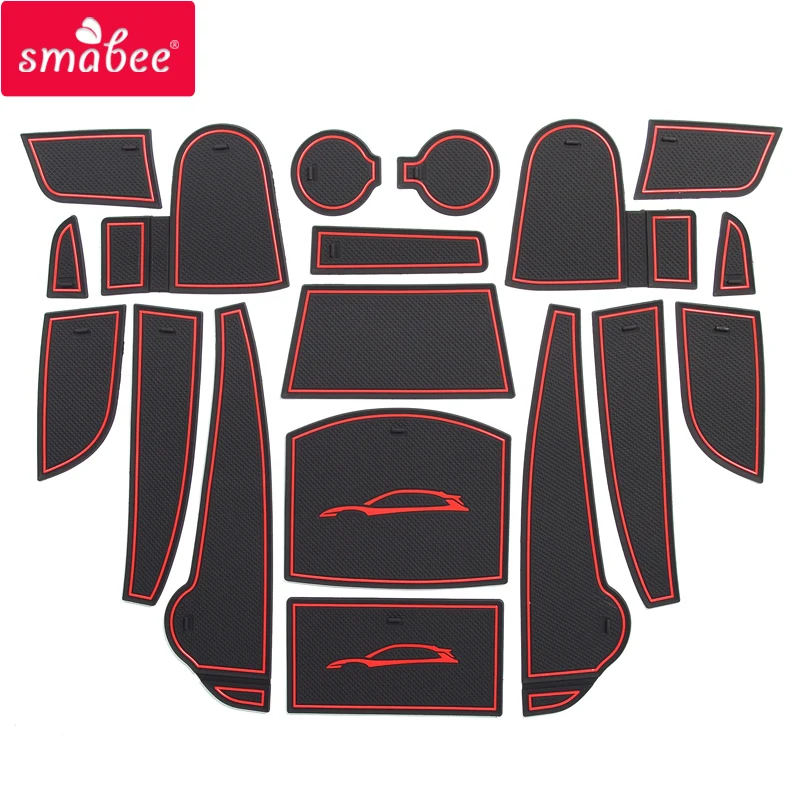 

smabee Gate slot pad for Hyundai Kona 2017 2018 Kauai Non-slip Mats Interior Door Pad Cup Holders mat 18pcs
