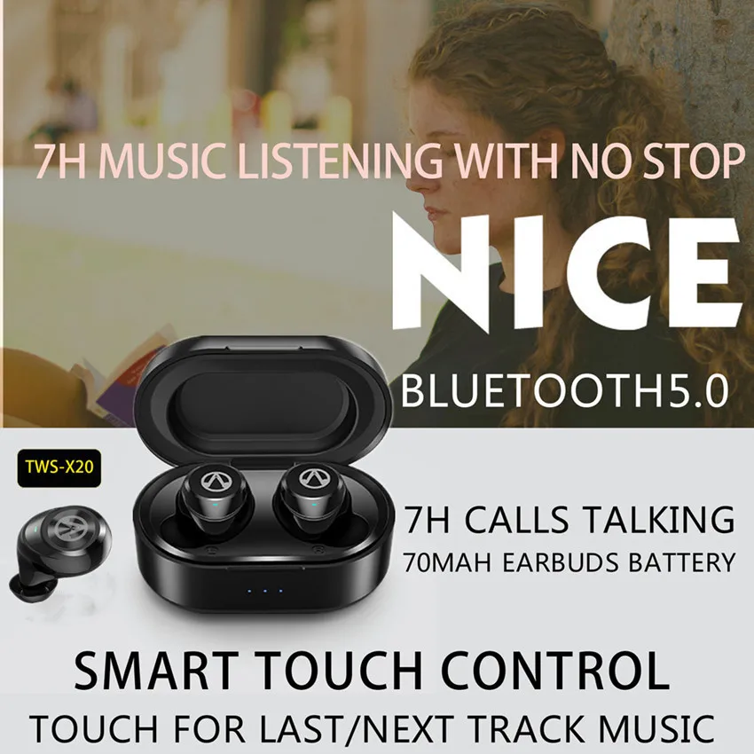 ASKMEER X20 наушники-вкладыши TWS True Беспроводной мини-гарнитура Bluetooth 5 0 наушники