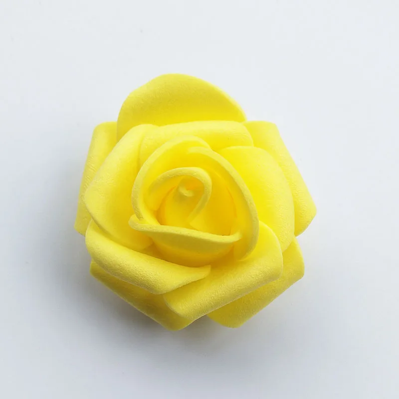 yellow 200 шт./пакет Искусственные цветы розы, с рисунком "Медведь", "Цветок" голова 4 см роза цветок голова пены с цветочным рисунком - Цвет: yellow