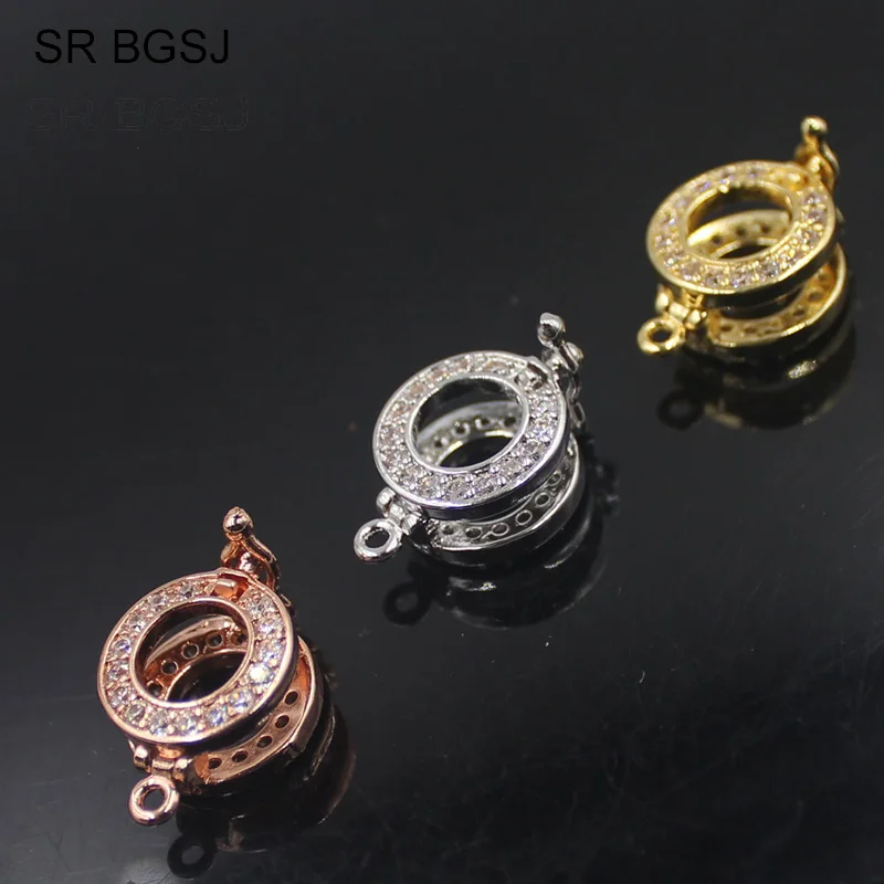 Free shipping 12mm Micro Pave Cubic Zircon Round Ring Drop Contact Clasp Jewelry DIY Findings Clasp|Ювелирная фурнитура и