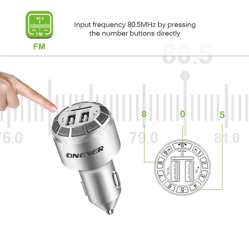 Автомобильный FM трансмиттер Onever Bluetooth MP3 плеер модулятор 3 1 А двойное зарядное