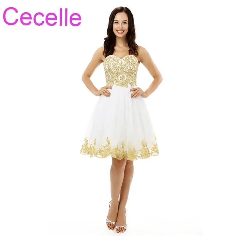 Белое золото короткие коктейльные платья 2019 милое ТРАПЕЦИЕВИДНОЕ ПЛАТЬЕ длиной