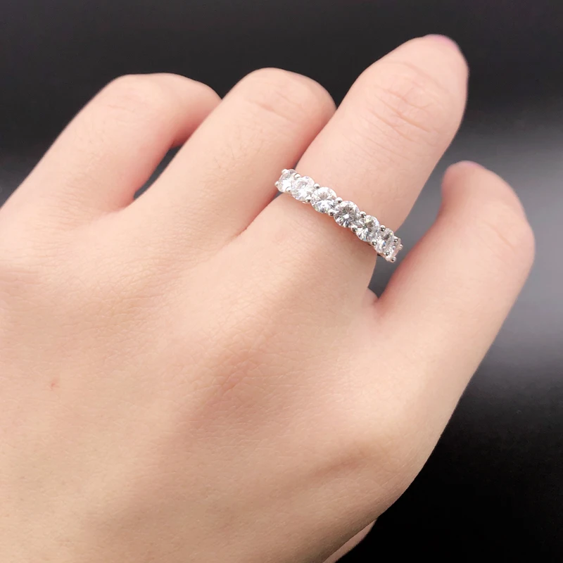 Классические 0.7CT VVS DEF цветные 7 кольца с муассанитом Твердые 18 к белое золото Charles& Colvard Forever One Moissanite обручальные кольца для женщин