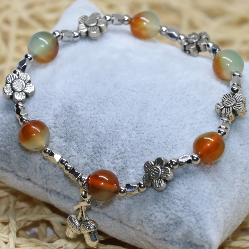 Полудрагоценный Камень Многоцветный Природные Халцедон нефриты браслет из