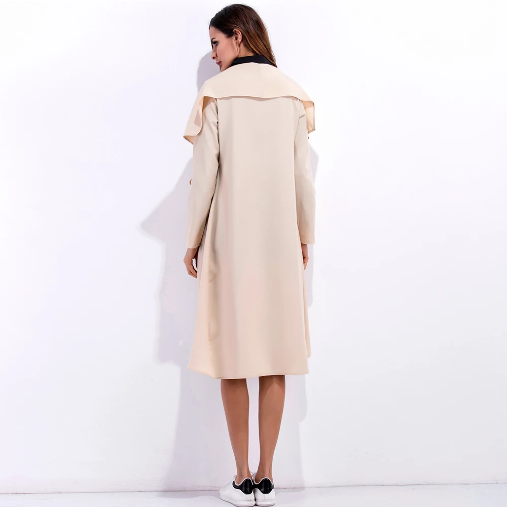 Женское офисное пальто с длинным рукавом Berydress черное элегантное осеннее
