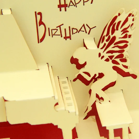 День рождения чтобы играть открытка с изображением фортепьяно/3D карта