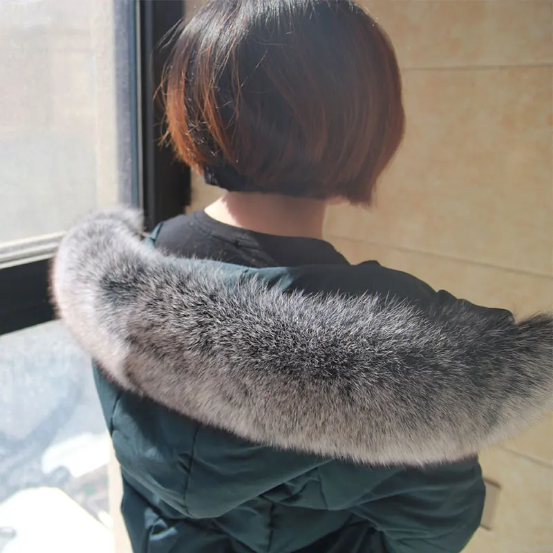 

YECHNE Real fox fur scarf 100% Genuine 70cm winter fur collar for men women's clothing hot selling neck wear