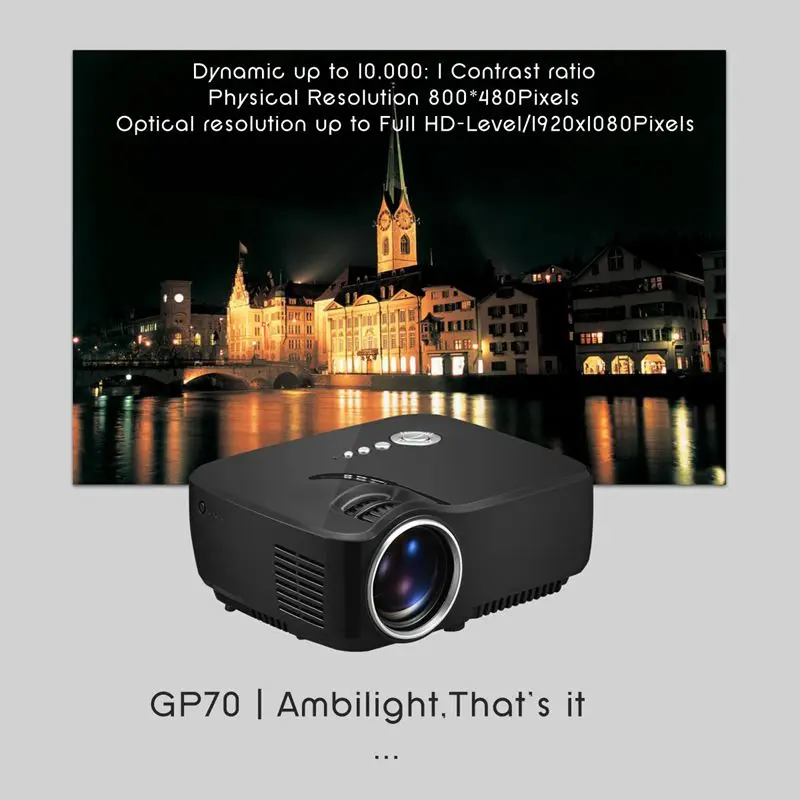 Vivibright проектор мини светодиодный gp70 полная поддержка hd 1080 P hdmi/usb/av/sd/vga для
