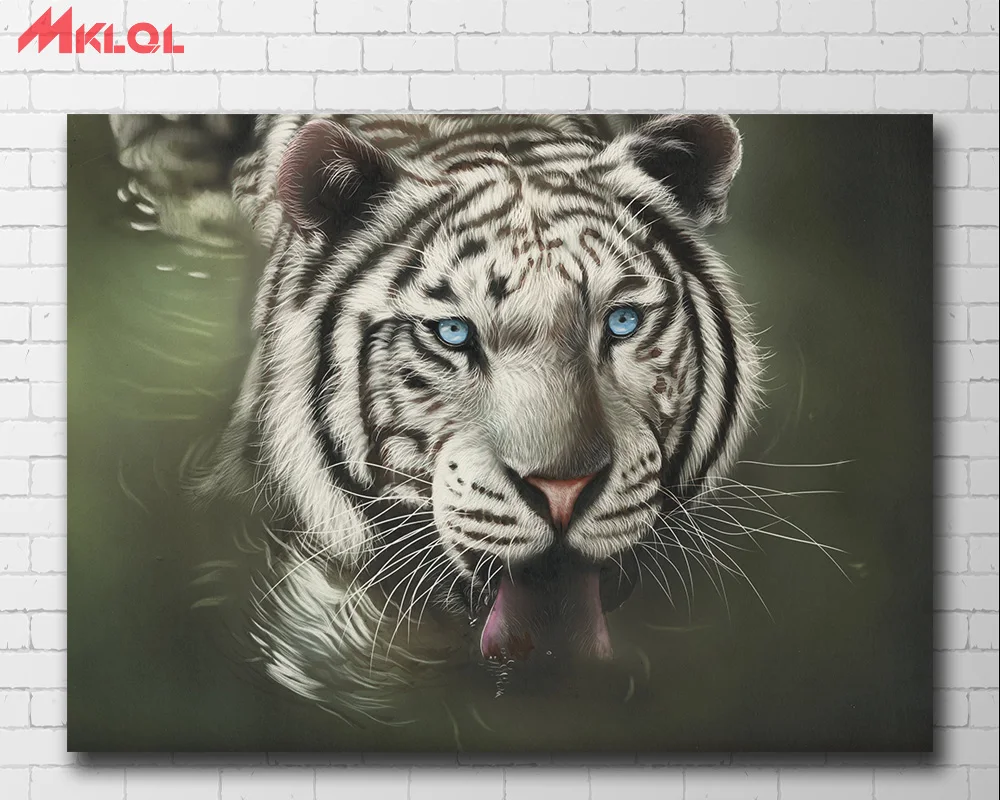 

Wall Picture White tiger, water Canvas Painting For Living Room Home Decor Oil Painting On Canvas Wall Art Unframed