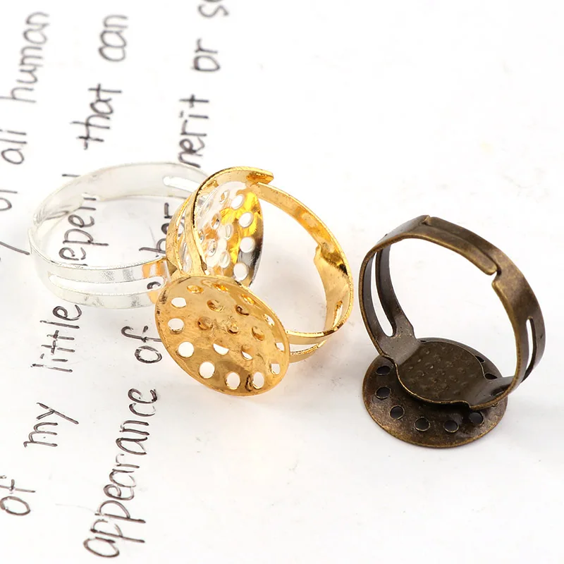 14 мм модное регулируемое кольцо плоская подкладка рамка интерфейсы заготовки