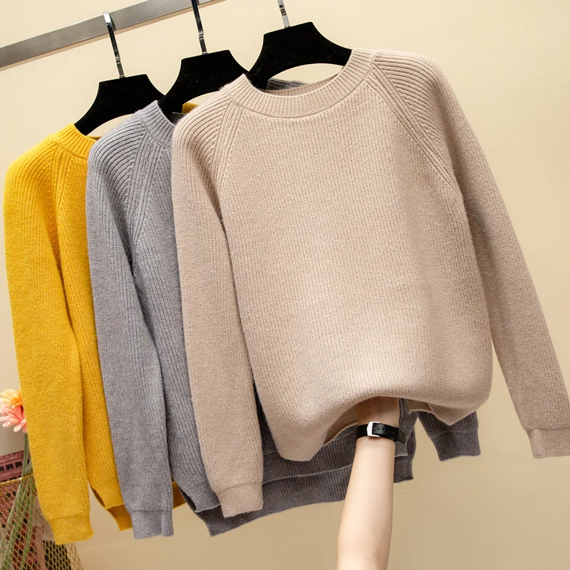 Autumn winter 2018 women sweaters and pullovers bead lantern sleeve knitted sweater pullover female grey slim jumpers | Женская одежда