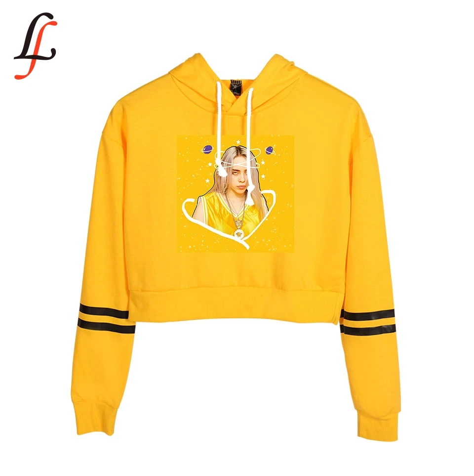 Billie Eilish новые сексуальные толстовки с капюшоном, модный тренд, укороченный топ, Женская толстовка с принтом, Сексуальная популярная одежда K