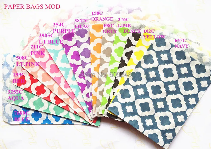 100 шт. Разноцветные бумажные пакеты для конфет с узором вечевечерние аква черный