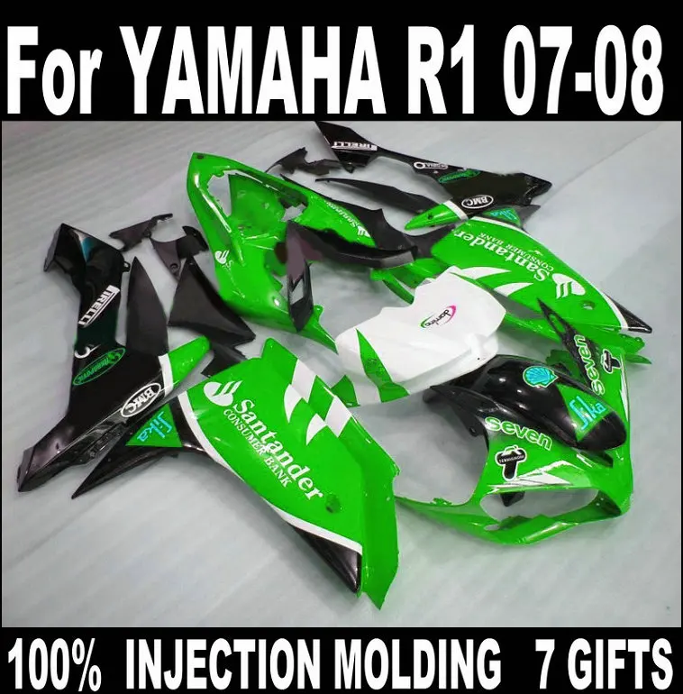 100% подходит для Yamaha аксессуары литья под давлением YZFR1 2007 2008 зеленый черный