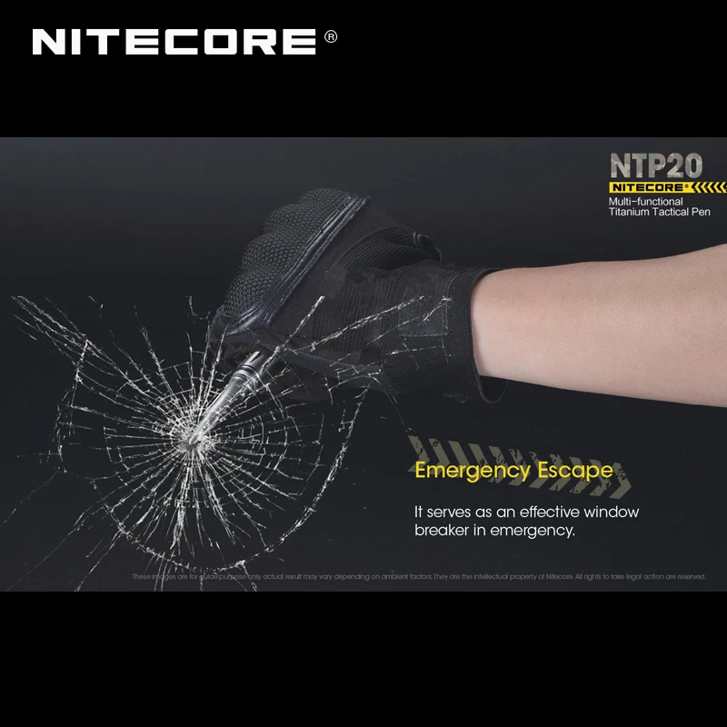 Многофункциональная титановая тактическая ручка Nitecore NTP20 для экстремальных