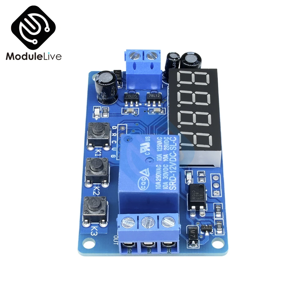 Светодиодный дисплей 12 В постоянного тока цифровой таймер задержки управляемый