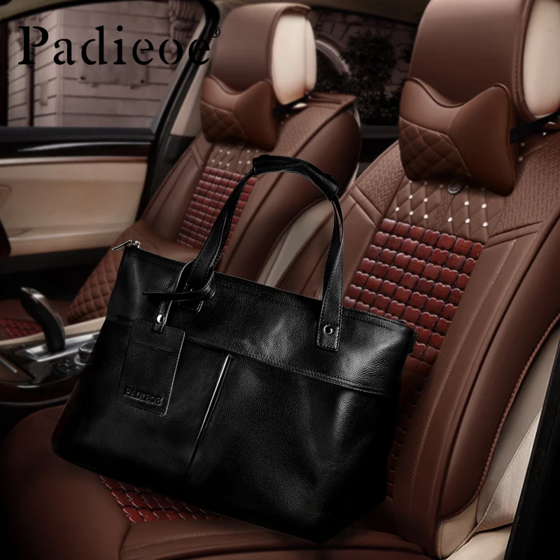 Padieoe Designer Briefcase Male Genuine Leather Mens Fashion Men Shoulder Laptop Bags Portfolio Bag Business | Багаж и сумки
