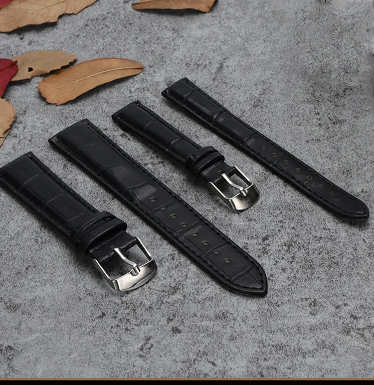 Hight Quality 20mm Watch Band Leather 22mm Men Women Brown Waterproof Watch Strap 16mm Genuine Steel Buckle Black 18mm Watchband
