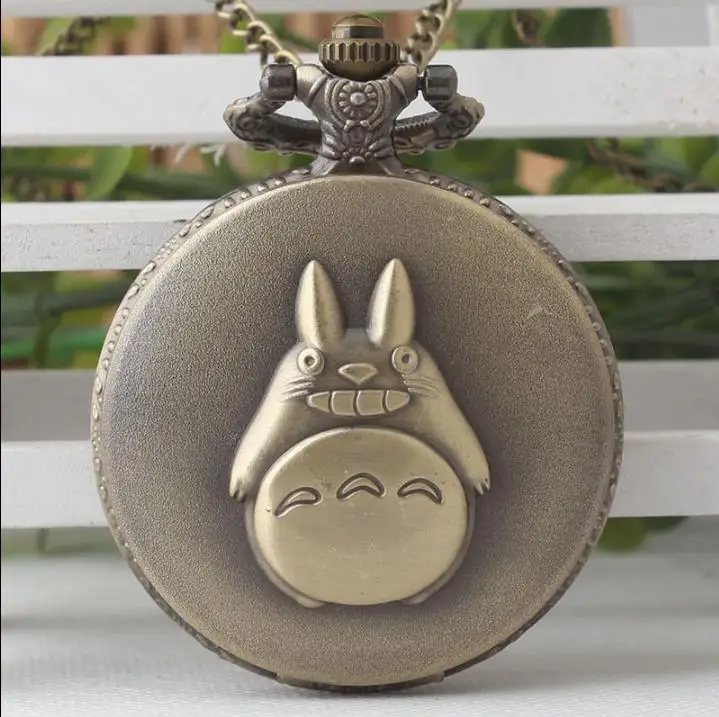 Винтажные бронзовые кварцевые карманные часы Totoro в стиле ретро для мужчин и