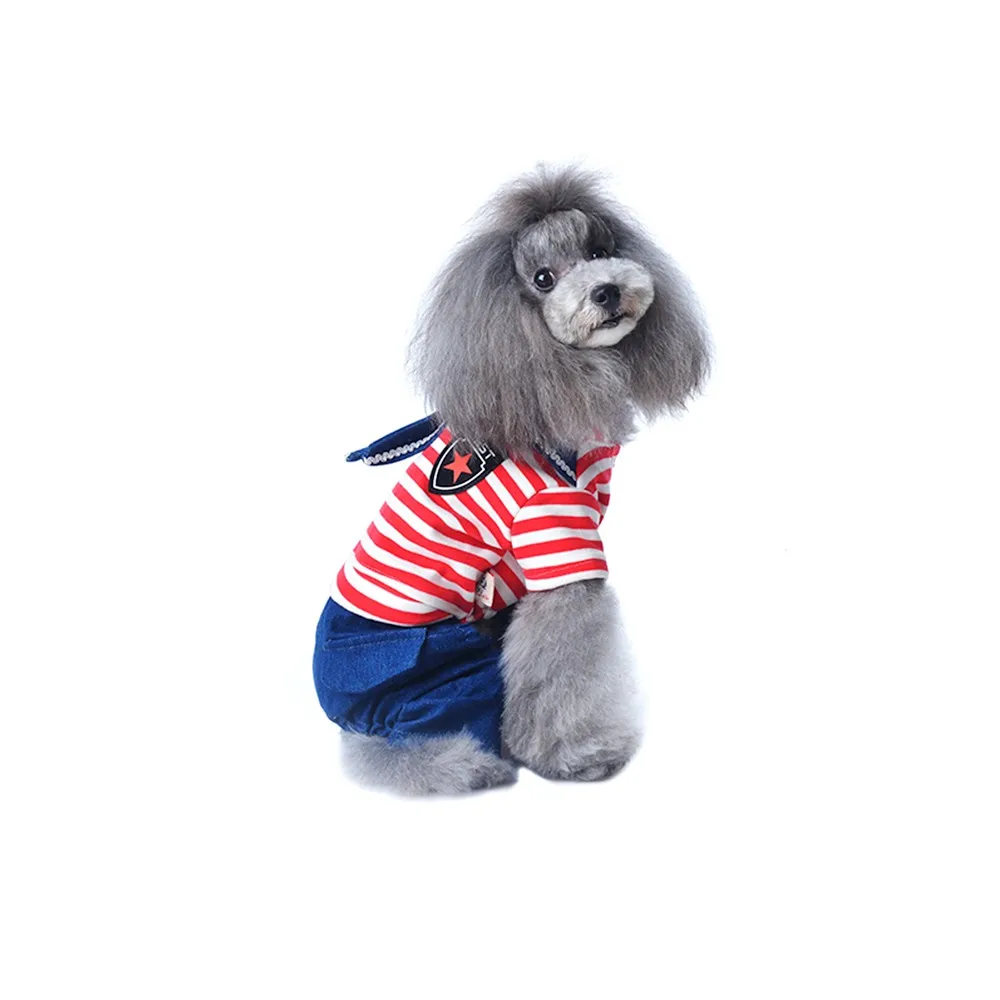 Пижамный жилет для собак Transer синий ошейник домашних питомцев джинсы в полоску