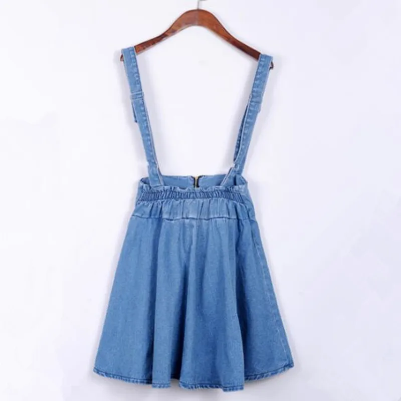 Модные джинсовые юбки с высокой талией на подтяжках женская джинсовая мини юбка