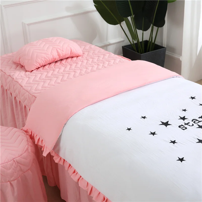 4 шт мытый хлопок салон красоты пододеяльник кровать юбка комплект постельного