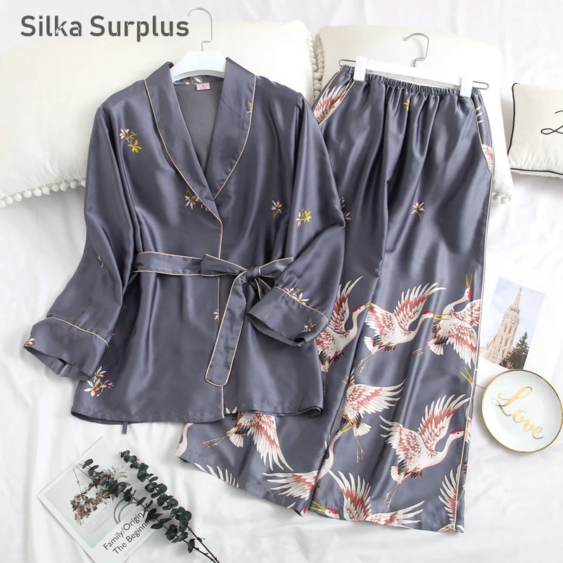 Silka Surplus пижамы для женщин Весна Осень Ститч пижамный комплект шелковое ощущение пижамы для женщин Pijama Feminino Pyjama