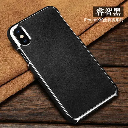 Черный Для iphone x icarer Xoomz бренд натуральная коровья кожа натуральная кожа винтажная Гальваническая задняя крышка чехол для iphone X - Цвет: Черный