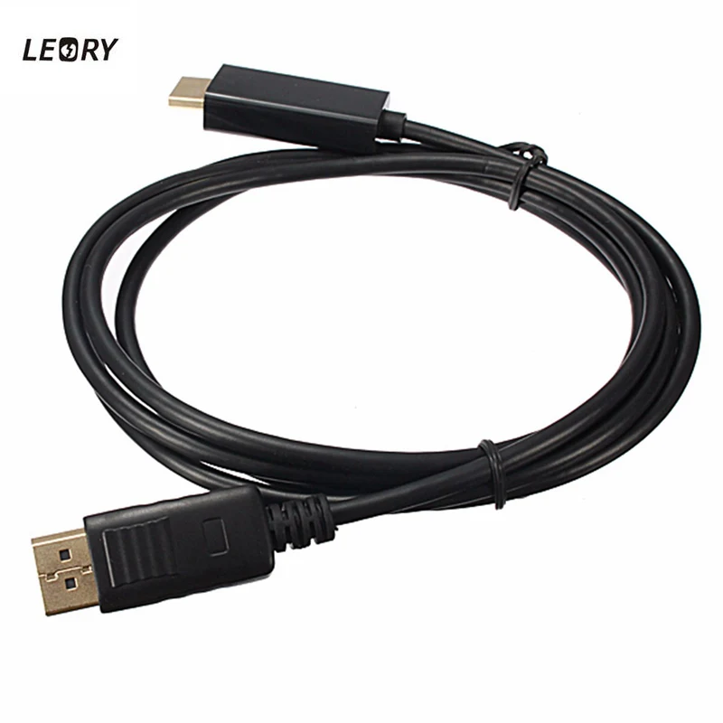 LEORY 1.8M Display Port DP To HDMI Cable 1080P Male AV Converter Adaptor For Audio Video HDTV LCD Laptop PC |