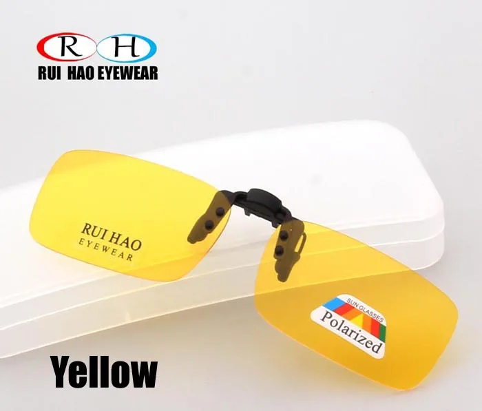 Yellow Брендовые солнцезащитные очки RUI HAO, 4 цвета, прямоугольные поляризованные солнцезащитные очки, зажим для очков для вождения, солнцезащитные очки - Цвет линз: Yellow
