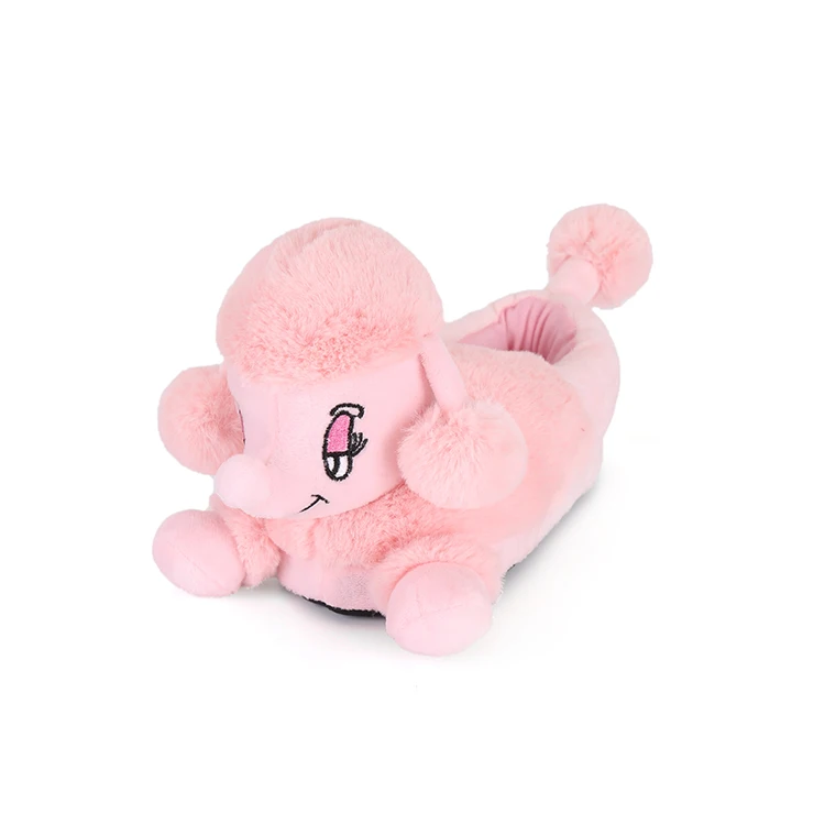 Poodle Pink Семейные Плюшевые тапочки; тапочки с динозавром; зимняя домашняя обувь для мальчиков и девочек; детские тапочки с трицератопсом; Домашние меховые Тапочки - Цвет: Poodle Pink