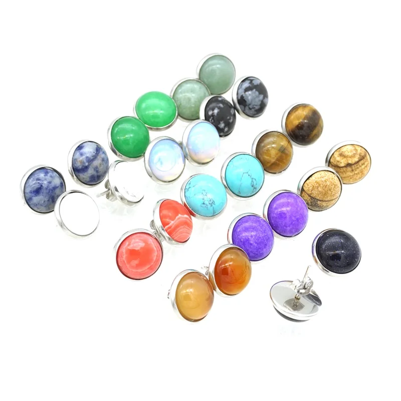 Серьги-гвоздики из натурального камня 12 мм нержавеющей стали | Украшения и