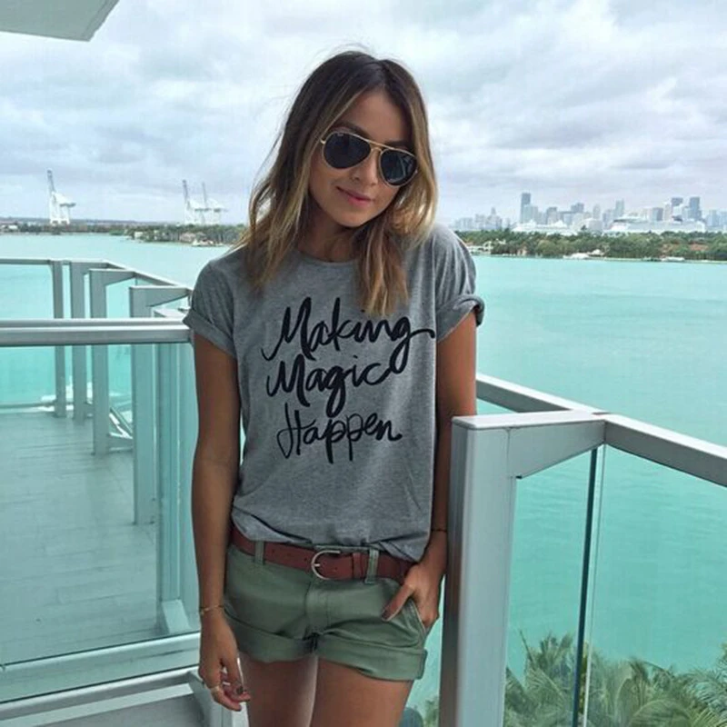 Brand 2017 New T Shirt Women Fashion Letter Print Tee Tops Short Sleeve O-neck Shirts Casual Thin Style Female T-Shirt | Женская одежда