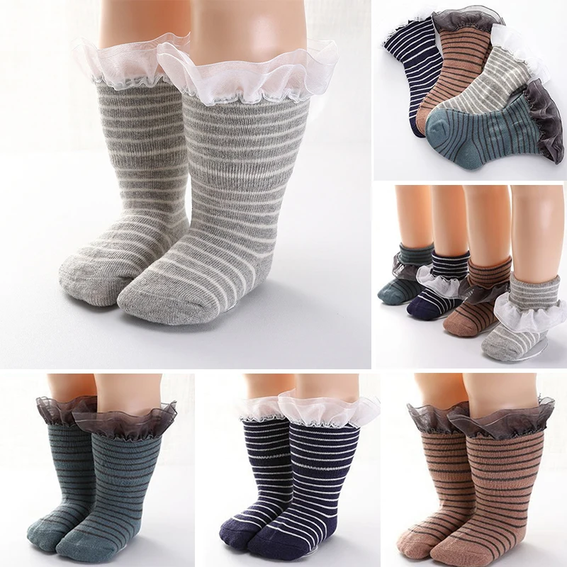 

Cute Lace Style Kids Socks New Stripe Soft Cotton Boys Girls Children Socks Baby Socks 0 To 3 Years