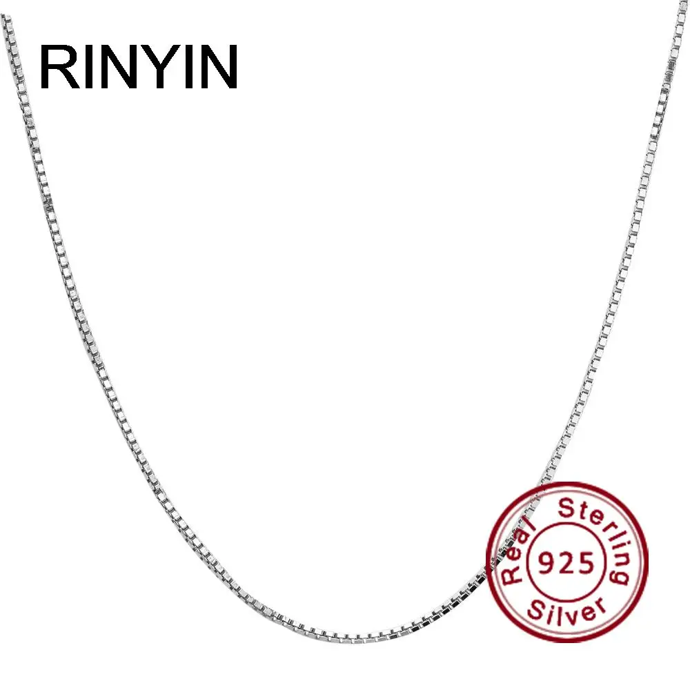 RINYIN 100% Стерлинговое Серебро 925 пробы ожерелье модное ювелирное изделие 1 мм