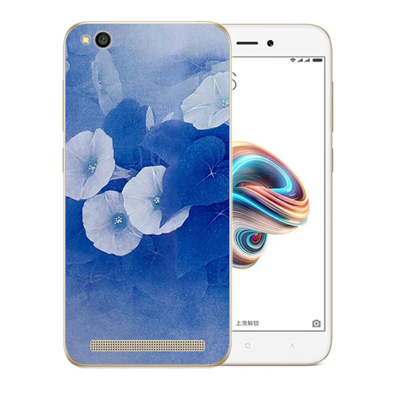 5 0 дюйма для Redmi 5A чехол телефона Xiaomi задняя крышка с цветком прозрачный тонкий