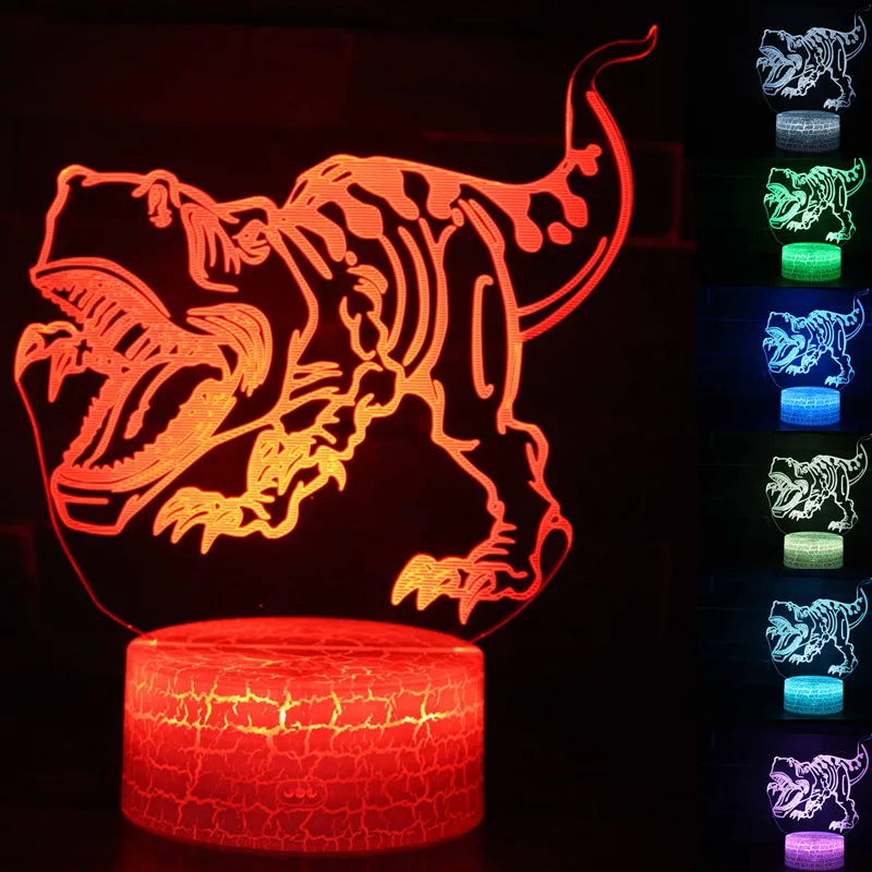 3D-7color-light Высококачественная брендовая летняя футболка для мальчиков и девочек Детские футболки с принтом динозавра Юрского периода, детская одежда От 4 до 12 лет - Цвет: 3D-7color-light