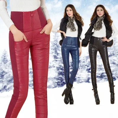 

2020 Winter ladies Outer Wear Women Pants Fashion Cotton Warm Thick slim Down Pants Trousers Female Slim Velvet Thick skinny
