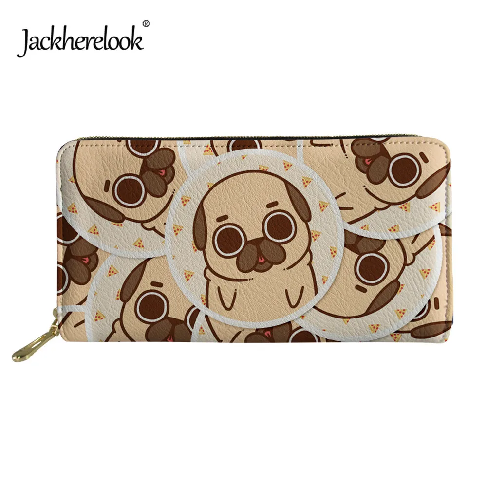 Женский кошелек jackhereluk повседневный водонепроницаемый с рисунком мопса на