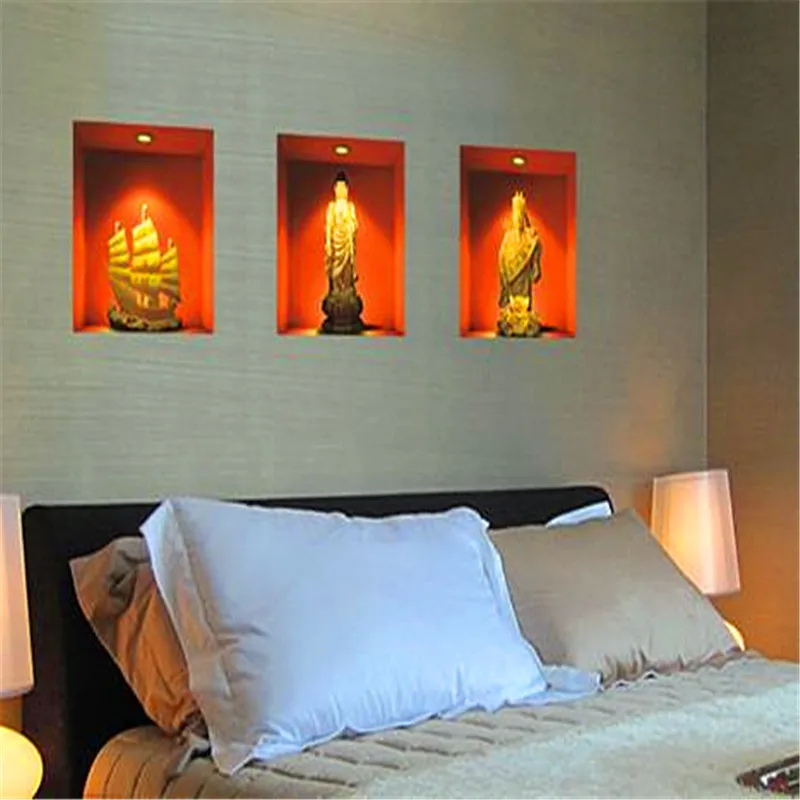 3D буддийская картина Будда украшение для дома настенная наклейка|Наклейки на