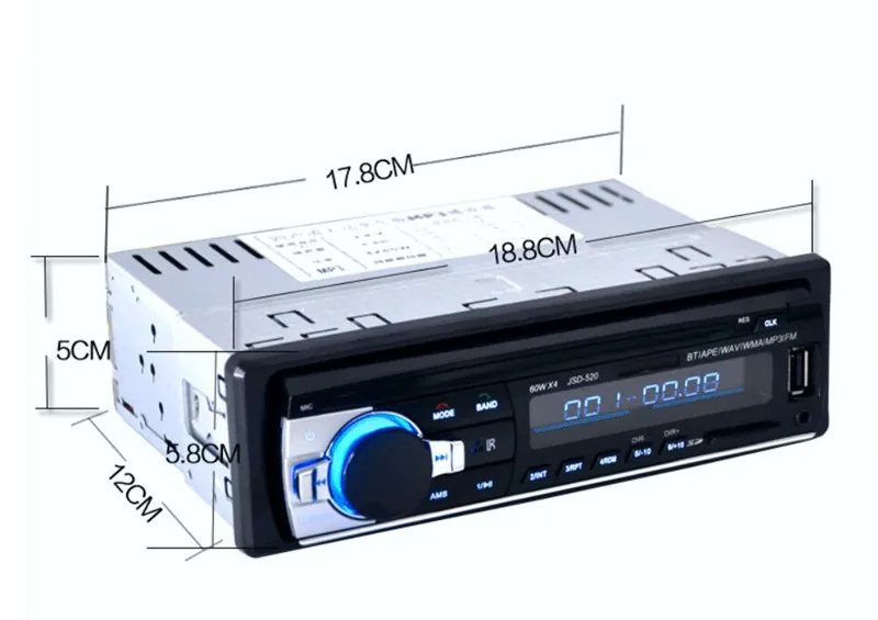 В тире 1 Din 12 стерео радио Bluetooth MP3 плеер fm-модулятор Aux Вход приемник SD USB MMC WMA