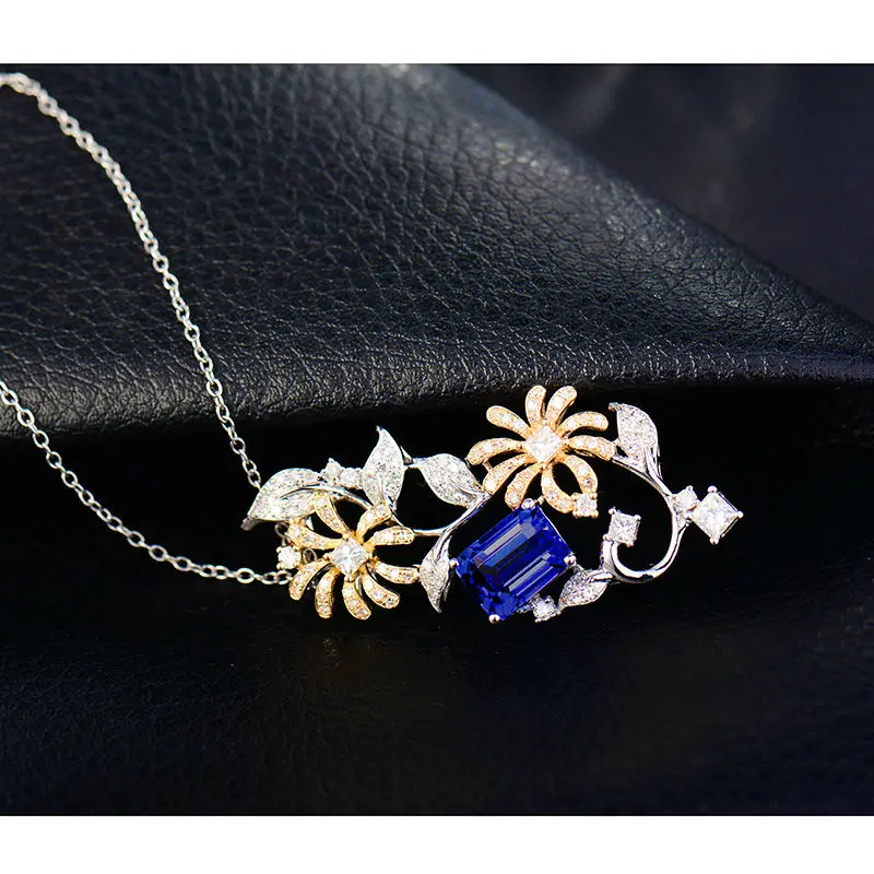 LANMI Благородные Ювелирные изделия изумрудная огранка 6x8 мм Твердые 18K двухцветный