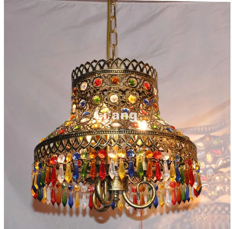 

Free Shipping Bohemia Colorful Style Pendant lamp D33cm H25cm Countryside Pendant Light 110V~220V Crystal Decora Pendant Lamp