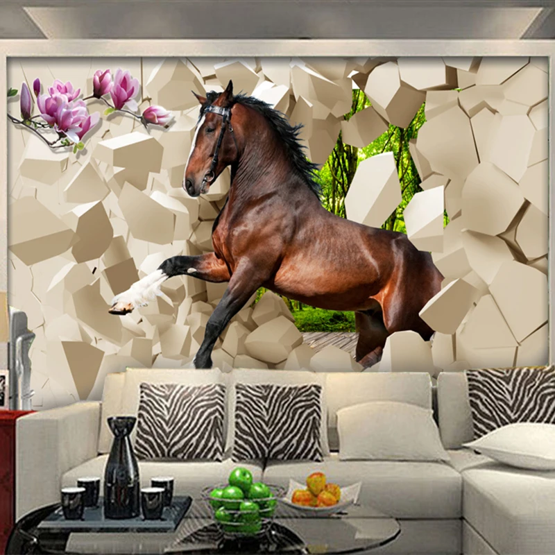 Пользовательские фото обои 3D стерео лошади животные фрески гостиная ТВ диван
