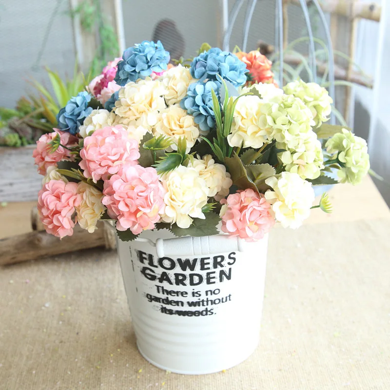 Искусственная Гортензия цветы для свадьбы украшение дома 10 голов маленький