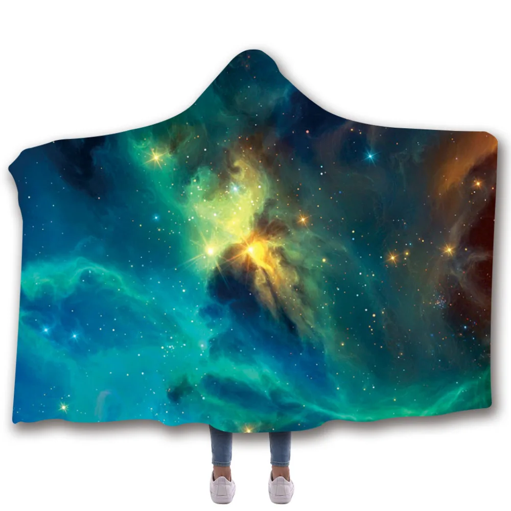 

3D Digital Printing Skull Cap Blanket for adults kids Thickening Double-layer Warm Sherpa Fleece Wearable Cloak Throw Blanket