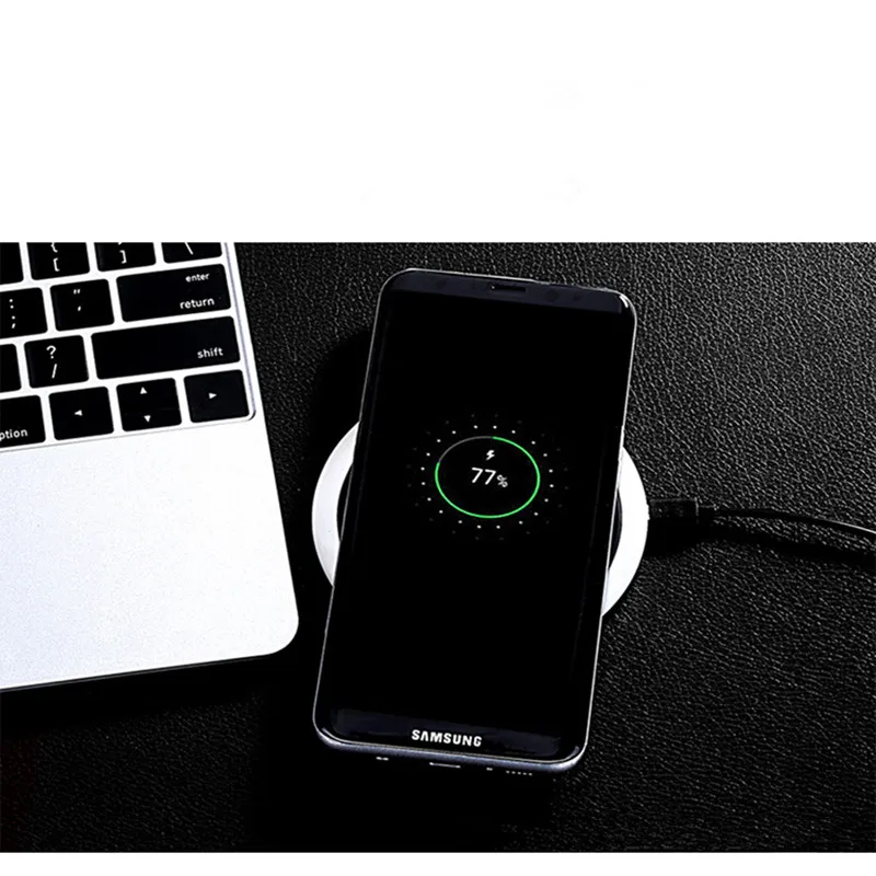 QI Беспроводной Зарядное устройство Ультра тонкие металлические для iPhone X 8 плюс
