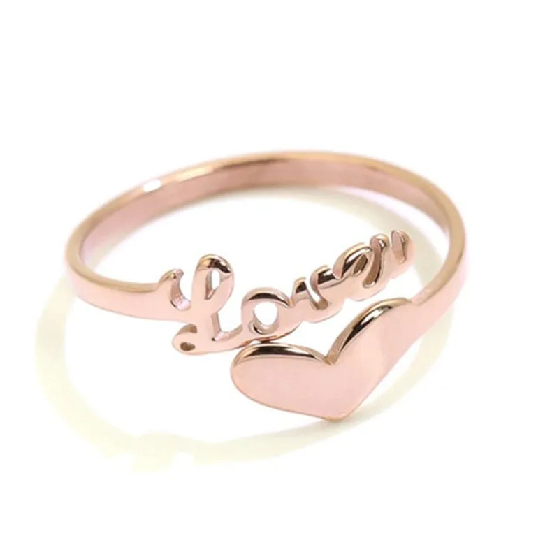 Custom Name Rings Rose Gold Date Numbers Heart Sprial Ring For Women Stainless Steel Name With Heart Rings Bijoux Femme BFF